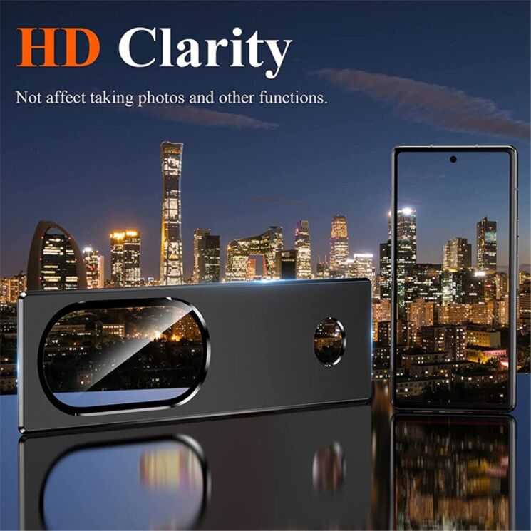 Защитное стекло на заднюю камеру Deexe Black Camera Lens для Google Pixel 7a - Black: фото 2 из 4