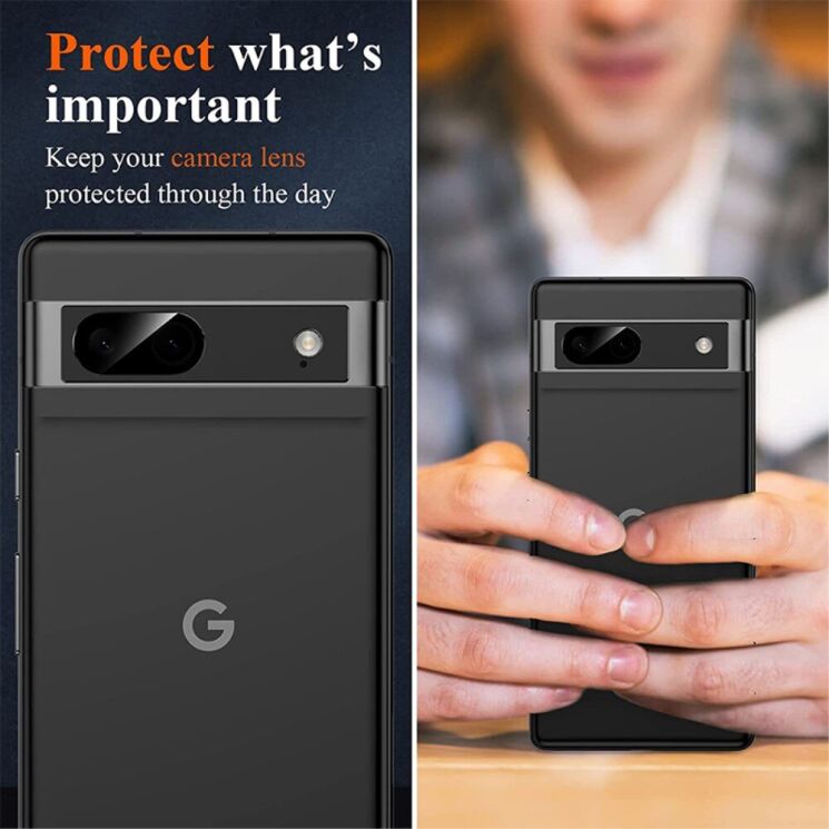 Защитное стекло на заднюю камеру Deexe Black Camera Lens для Google Pixel 7a - Black: фото 4 из 4