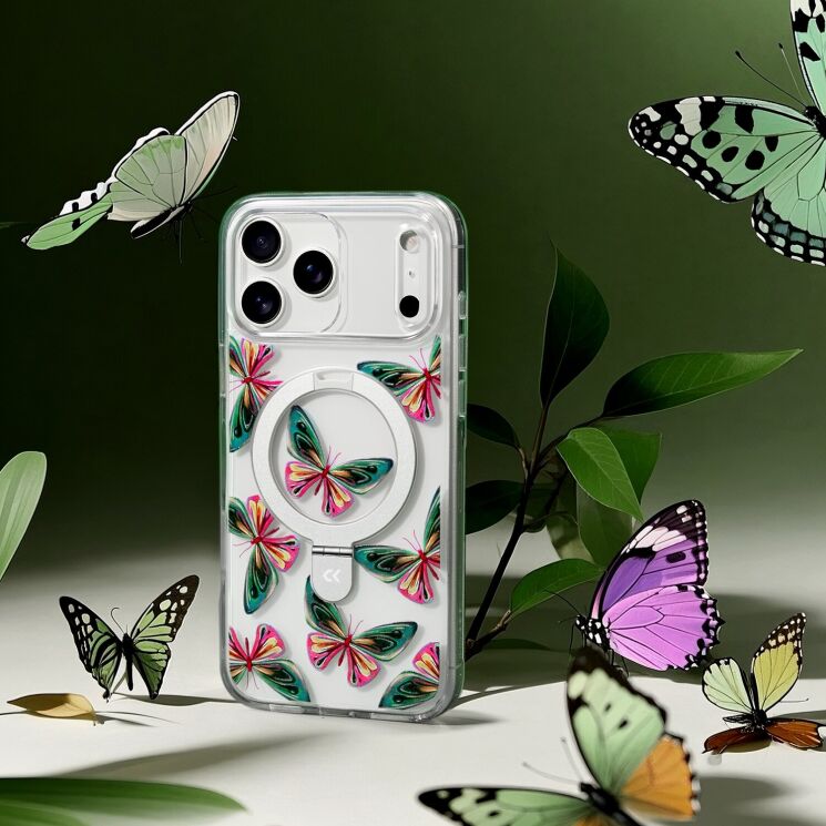Защитный чехол CASEKOO Floral Series MagSafe для iPhone 17 Pro Max - Dancing Butterfly: фото 6 из 8