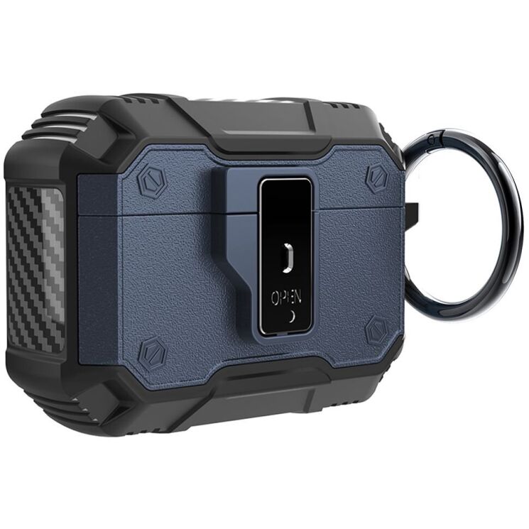 Защитный чехол Deexe Button Lock для AirPods Pro 3 - Blue: фото 1 из 8