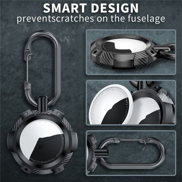 Защитный чехол Deexe Carbon Clip для Apple AirTags - Midnight Blue: фото 3 из 5