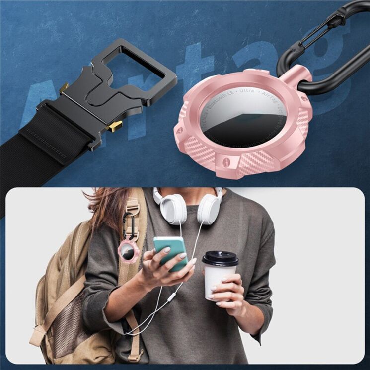 Защитный чехол Deexe Carbon Clip для Apple AirTags - Midnight Blue: фото 4 из 5