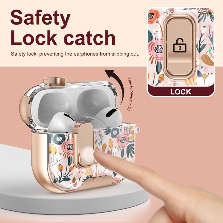 Защитный чехол Deexe Crystal Lock для AirPods Pro 3 - Black Rose: фото 5 из 9