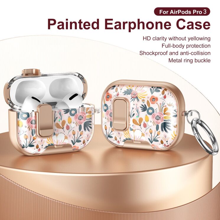 Защитный чехол Deexe Crystal Lock для AirPods Pro 3 - Black Rose: фото 3 из 9