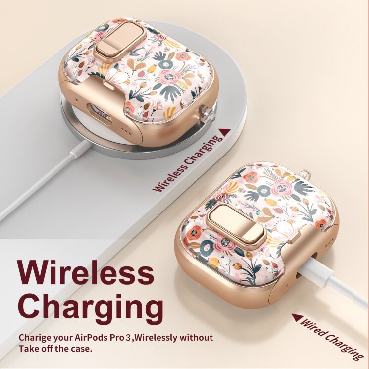 Защитный чехол Deexe Crystal Lock для AirPods Pro 3 - Black Rose: фото 8 из 9