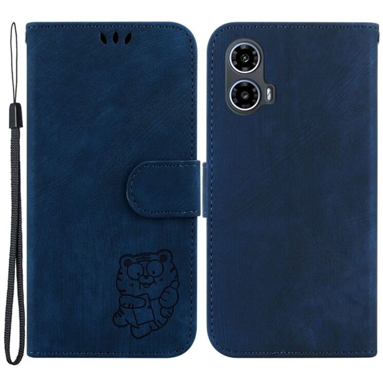 Защитный чехол Deexe Cute Tiger (FP) для Motorola Moto G24 / G04 / G04s / E14 - Dark Blue: фото 1 из 10