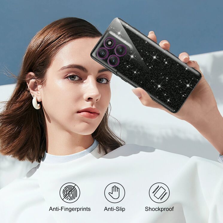 Захисний чохол Deexe Glitter Case with MagSafe для Motorola Moto G57 / G57 Power / G67 Power - Black: фото 7 з 7