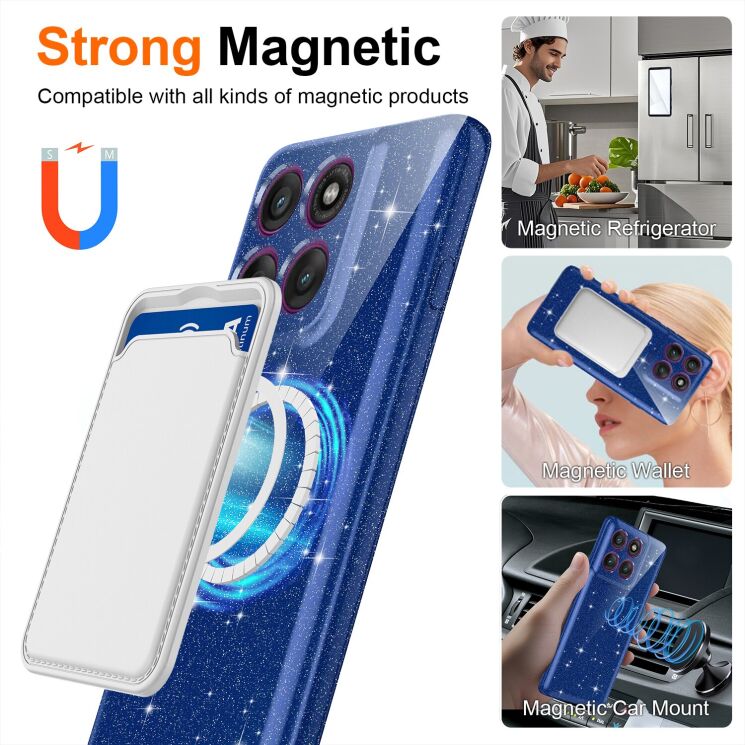 Захисний чохол Deexe Glitter Case with MagSafe для Motorola Moto G57 / G57 Power / G67 Power - Black: фото 2 з 7