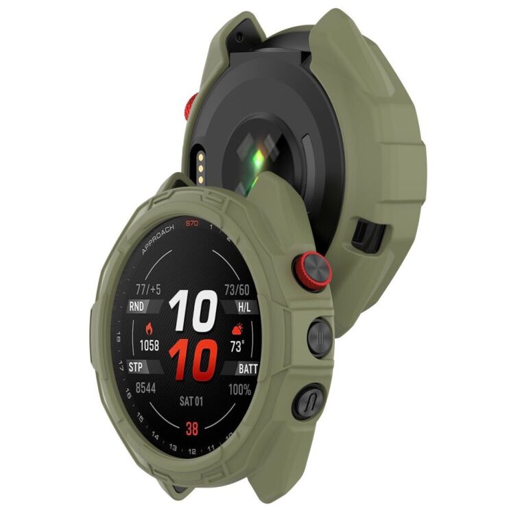 Защитный чехол Deexe Hollow Cover для Garmin Approach S70 42mm - Jungle Green: фото 5 из 8