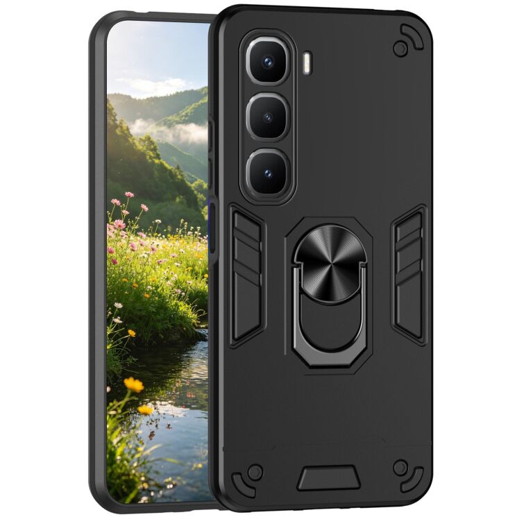 Захисний чохол Deexe Hybrid Shell для Infinix Hot 60 Pro - Black: фото 1 з 7