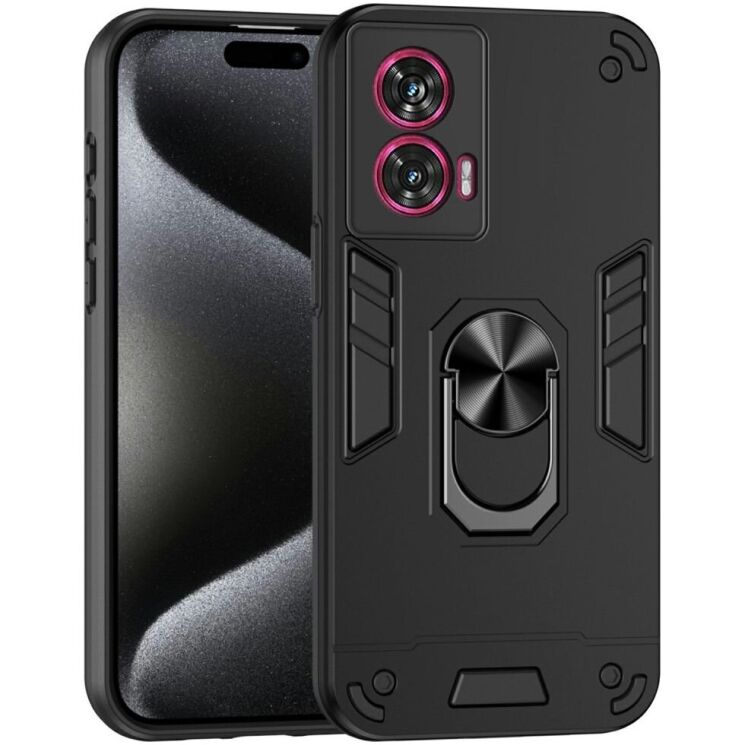 Защитный чехол Deexe Hybrid Shell для Motorola Edge 50 Fusion - Black: фото 1 из 7