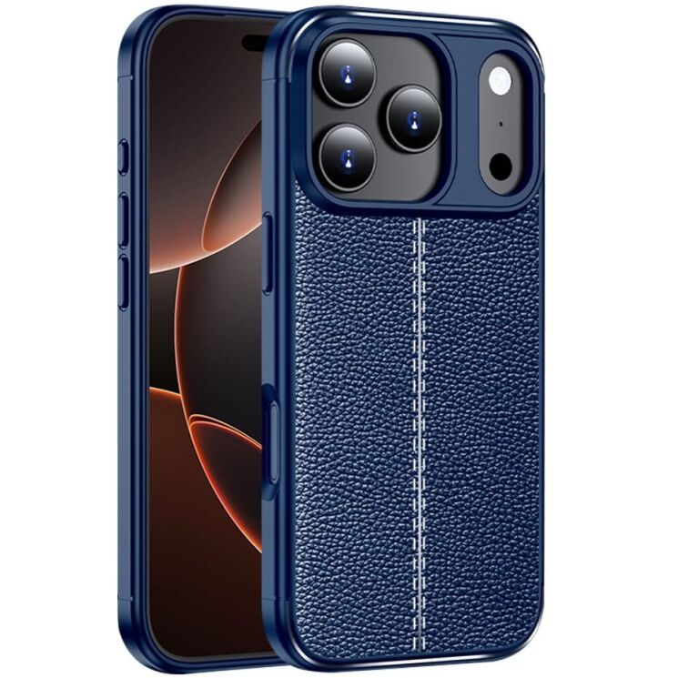 Захисний чохол Deexe Leather Cover для Apple iPhone 17 Pro Max - Blue: фото 1 з 6