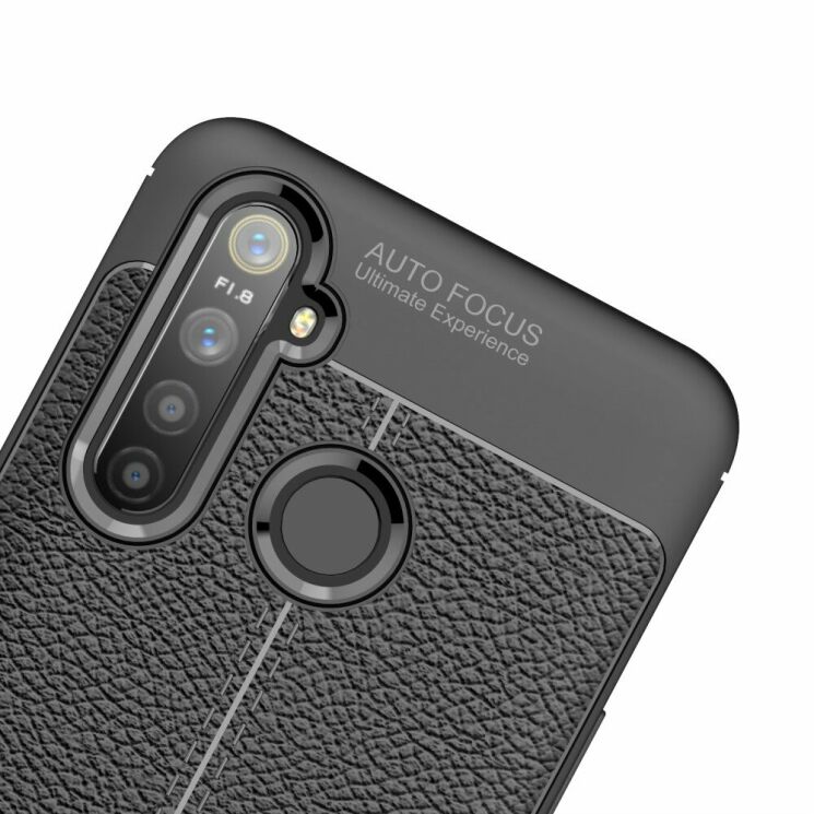 Защитный чехол Deexe Leather Cover для Realme 5 Pro / Realme Q - Black: фото 5 из 11