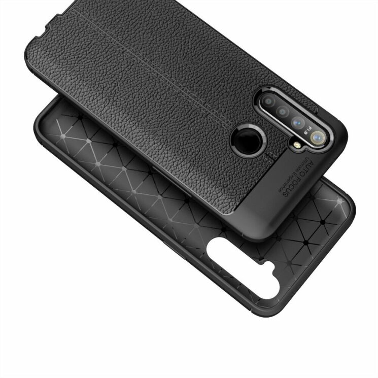 Защитный чехол Deexe Leather Cover для Realme 5 Pro / Realme Q - Black: фото 2 из 11