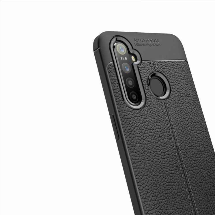 Защитный чехол Deexe Leather Cover для Realme 5 Pro / Realme Q - Black: фото 3 из 11