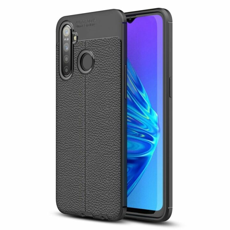 Защитный чехол Deexe Leather Cover для Realme 5 Pro / Realme Q - Black: фото 1 из 11