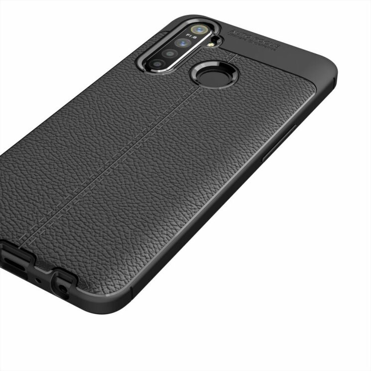 Защитный чехол Deexe Leather Cover для Realme 5 Pro / Realme Q - Black: фото 4 из 11