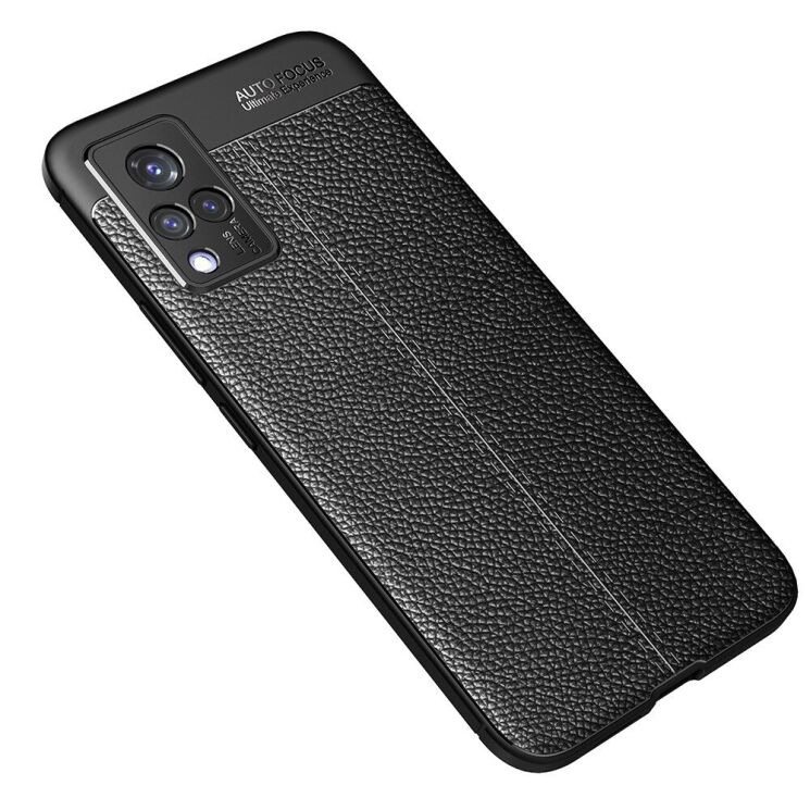 Защитный чехол Deexe Leather Cover для VIVO V21 - Black: фото 2 из 9