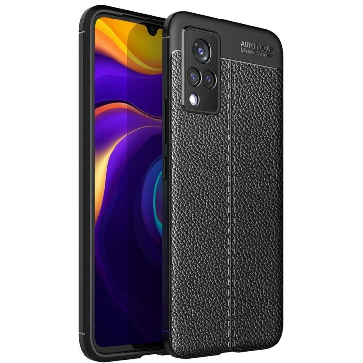 Защитный чехол Deexe Leather Cover для VIVO V21 - Black: фото 1 из 9