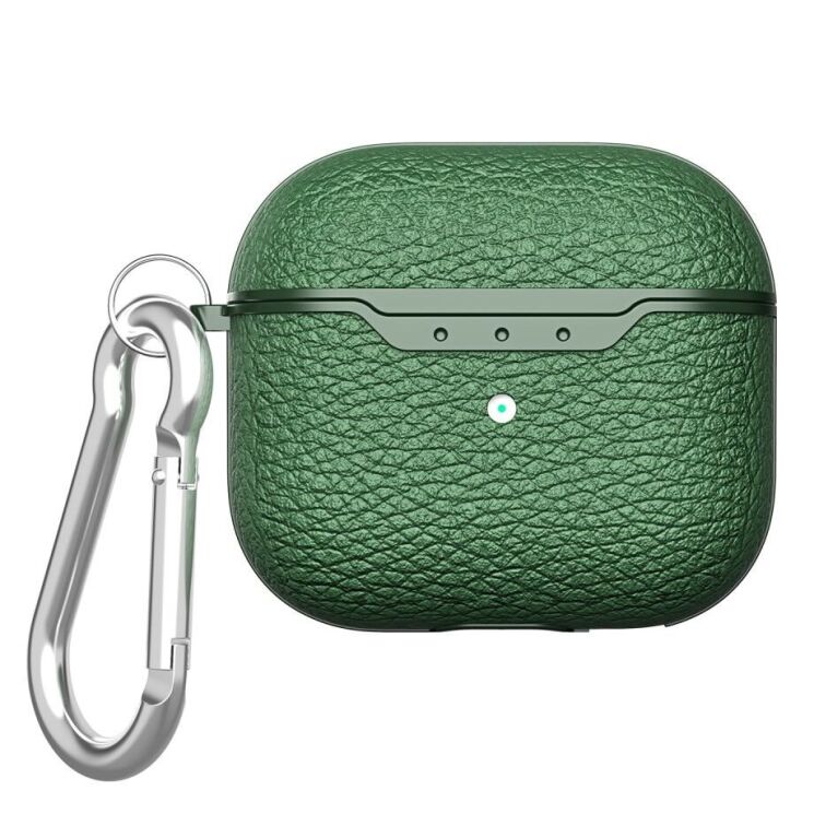 Защитный чехол Deexe Leather Cover (FH) для Apple AirPods 3 - Green: фото 1 из 7