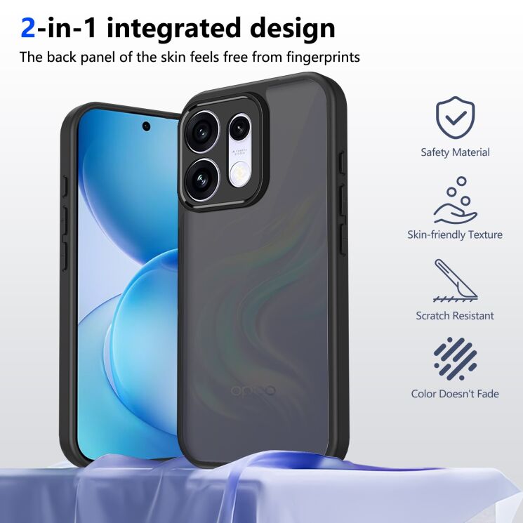 Захисний чохол Deexe Matte Skin для OPPO Reno 16 / 16 Pro - Transparent Black: фото 2 з 8