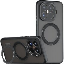 Захисний чохол Deexe Matte Skin Kickstand with MagSafe для OnePlus 15T - Transparent Black: фото 1 з 10