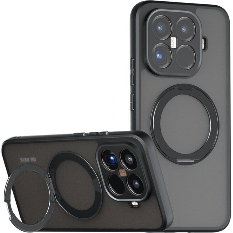 Захисний чохол Deexe Matte Skin Kickstand with MagSafe для OnePlus 15T - Transparent Black: фото 1 з 10
