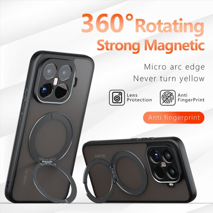 Захисний чохол Deexe Matte Skin Kickstand with MagSafe для OnePlus 15T - Transparent Black: фото 2 з 10