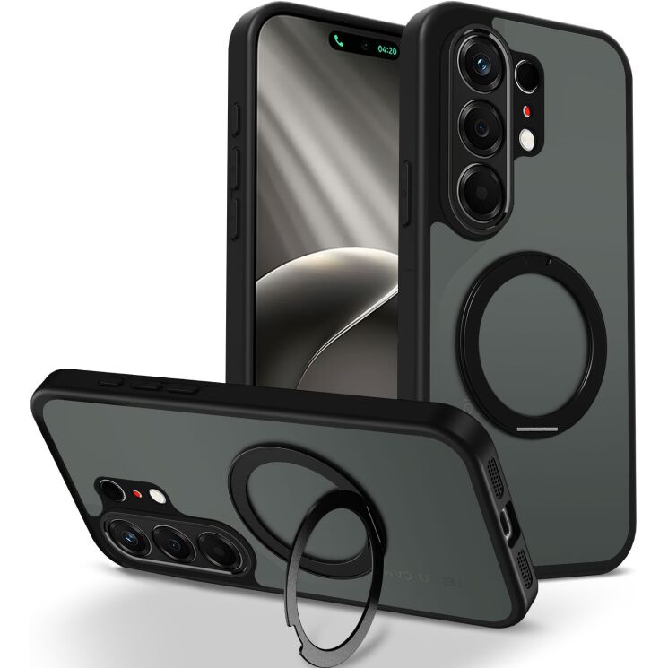 Захисний чохол Deexe Matte Skin Kickstand with MagSafe для TECNO Camon 50 - Black: фото 1 з 8