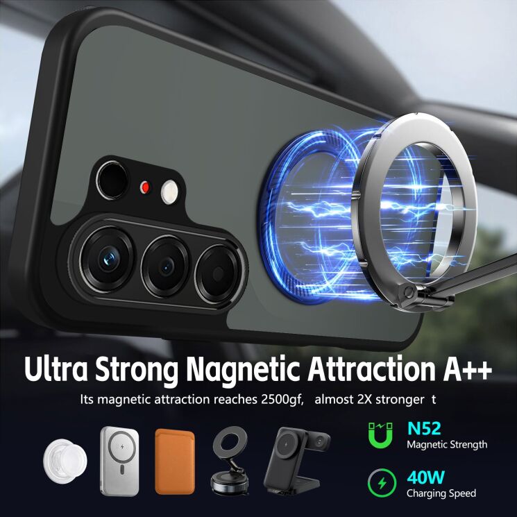 Захисний чохол Deexe Matte Skin Kickstand with MagSafe для TECNO Camon 50 - Black: фото 5 з 8