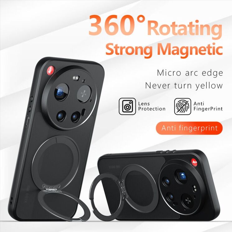 Защитный чехол Deexe Matte Skin Kickstand with MagSafe для Xiaomi 17 Ultra - Black: фото 3 из 13