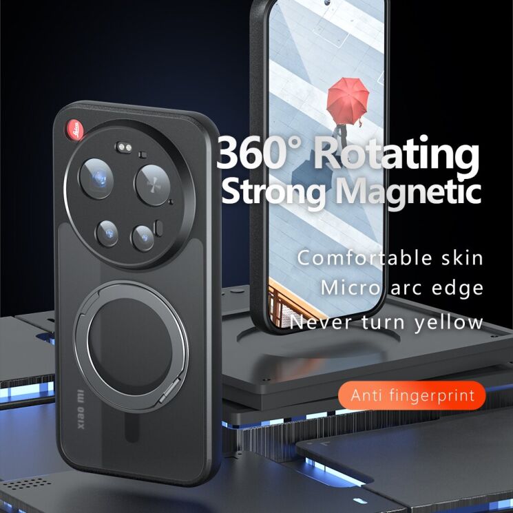 Защитный чехол Deexe Matte Skin Kickstand with MagSafe для Xiaomi 17 Ultra - Black: фото 2 из 13