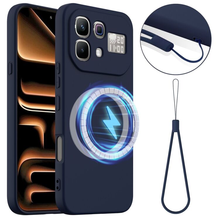 Защитный чехол Deexe Silicone Case with MagSafe для Infinix Note 60 Pro / Note 60 - Dark Blue: фото 1 из 9