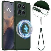 Захисний чохол Deexe Silicone Case with MagSafe для Motorola Edge 60 Pro - Dark Green: фото 1 з 8