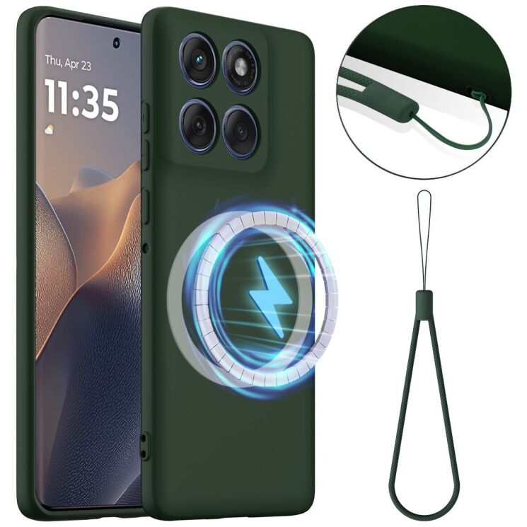 Захисний чохол Deexe Silicone Case with MagSafe для Motorola Edge 60 Pro - Dark Green: фото 1 з 8