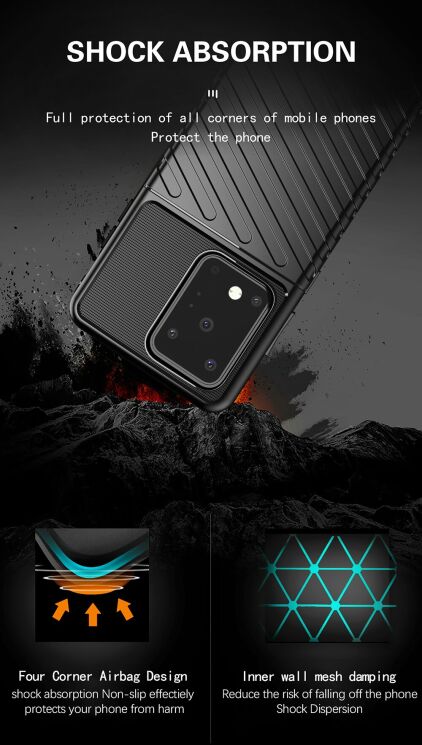 Захисний чохол Deexe Thunder Series для Samsung Galaxy S20 Ultra (G988) - Black: фото 7 з 14