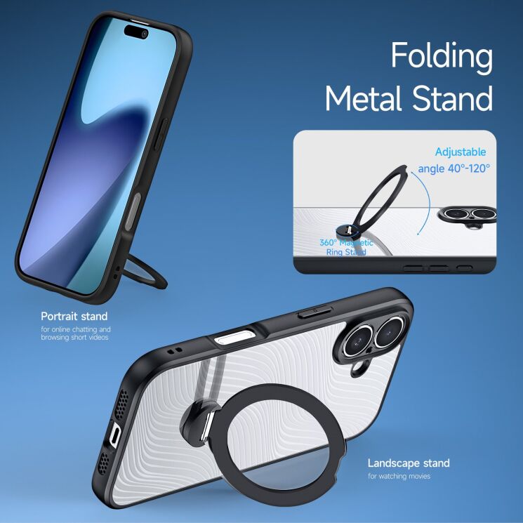 Защитный чехол DUX DUCIS Aimo Mag Series with Folding Stand для Apple iPhone 17 - Black: фото 4 из 9