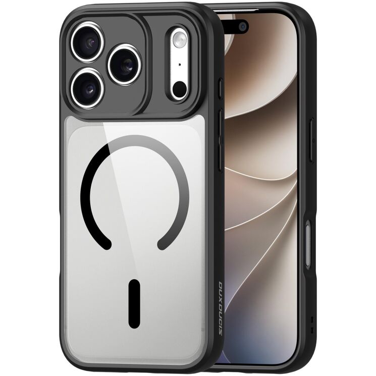 Захисний чохол Dux Ducis Aimo Series (Clear) Magnetic для iPhone 18 Pro Max / 17 Pro Max - Black: фото 1 з 11