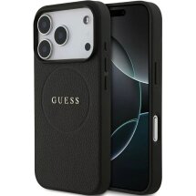 Защитный чехол Guess Grained Gold Ring MagSafe для iPhone 18 Pro Max / 17 Pro Max (GUHMP18XPGHSMMK) - Black: фото 1 из 7