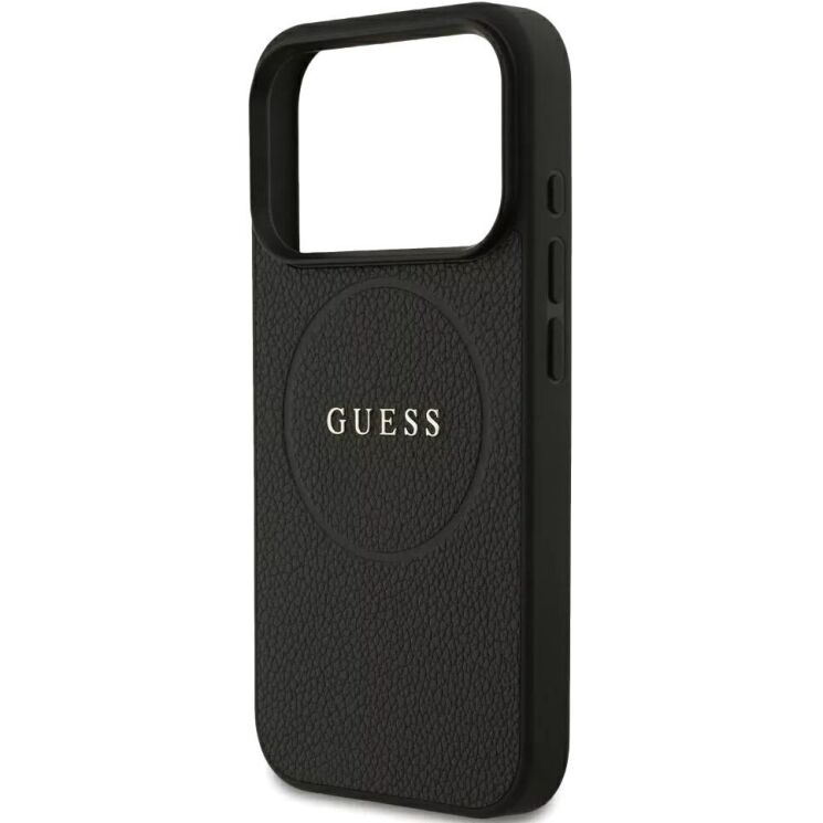 Защитный чехол Guess Grained Gold Ring MagSafe для iPhone 18 Pro Max / 17 Pro Max (GUHMP18XPGHSMMK) - Black: фото 5 из 7