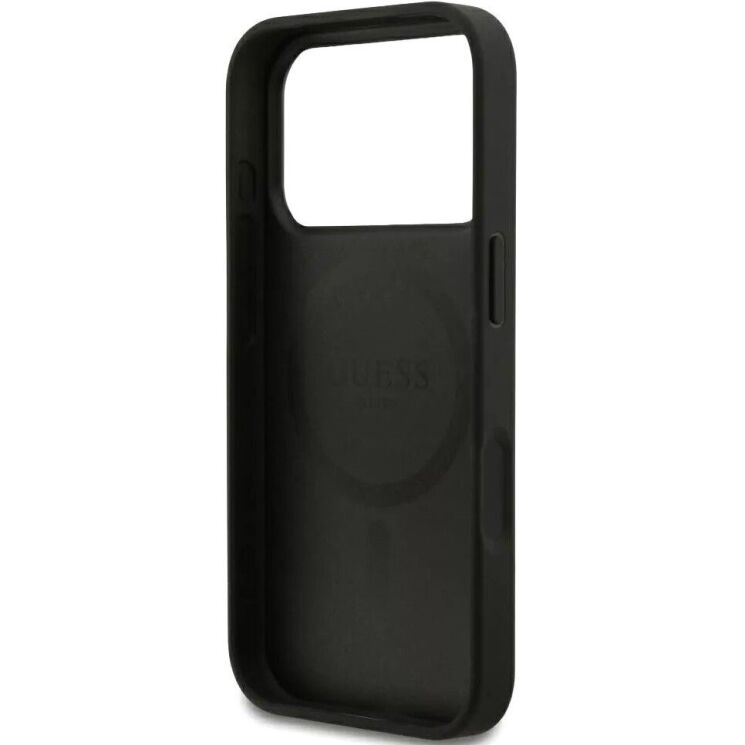 Защитный чехол Guess Grained Gold Ring MagSafe для iPhone 18 Pro Max / 17 Pro Max (GUHMP18XPGHSMMK) - Black: фото 6 из 7