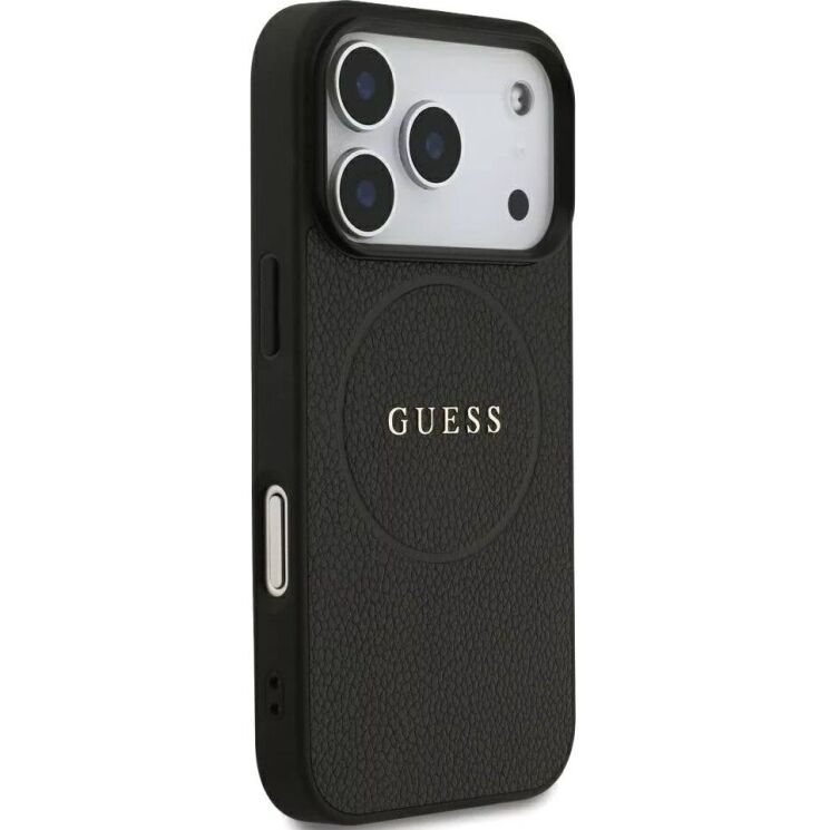Защитный чехол Guess Grained Gold Ring MagSafe для iPhone 18 Pro Max / 17 Pro Max (GUHMP18XPGHSMMK) - Black: фото 3 из 7
