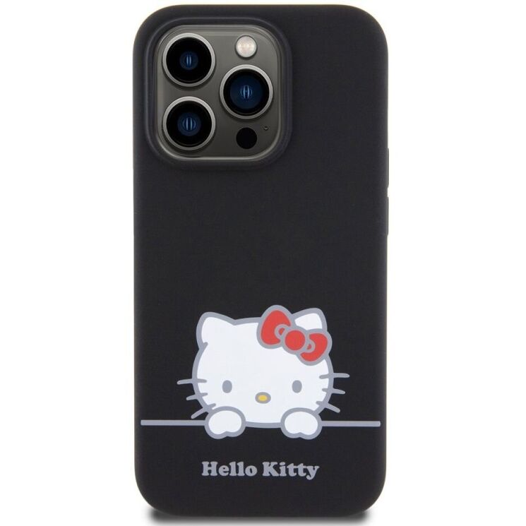 Защитный чехол Hello Kitty Liquid Silicone для Apple iPhone 15 Pro - Black: фото 2 из 8