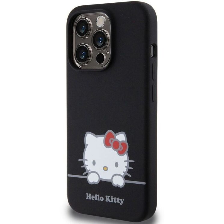 Защитный чехол Hello Kitty Liquid Silicone для Apple iPhone 15 Pro - Black: фото 3 из 8