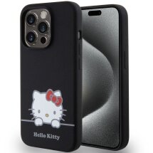 Защитный чехол Hello Kitty Liquid Silicone для Apple iPhone 15 Pro - Black: фото 1 из 8
