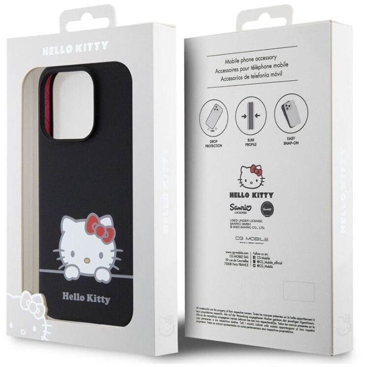 Защитный чехол Hello Kitty Liquid Silicone для Apple iPhone 15 Pro - Black: фото 8 из 8