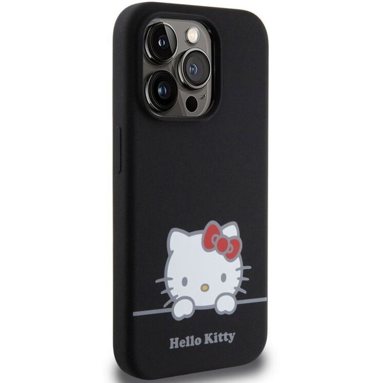 Защитный чехол Hello Kitty Liquid Silicone для Apple iPhone 15 Pro - Black: фото 4 из 8