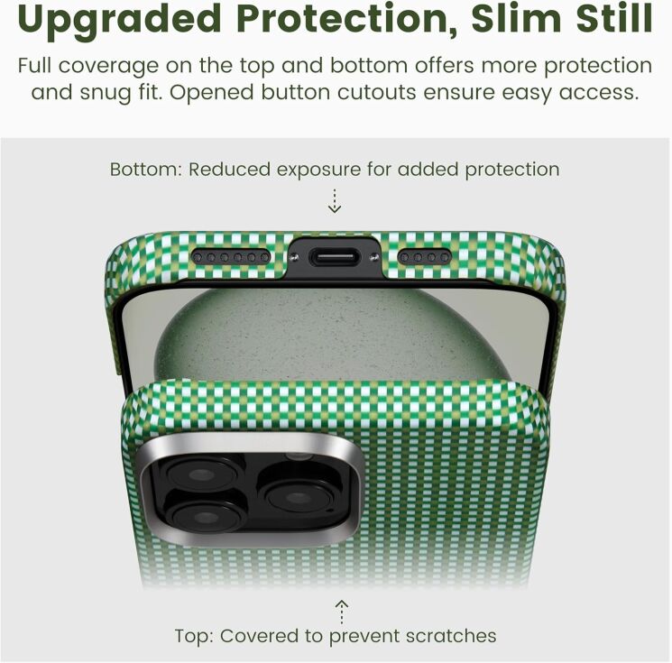 Защитный чехол Pitaka Ultra-Slim Case для Apple iPhone 16 Pro KI1601PFOR - Forest Green: фото 6 из 9