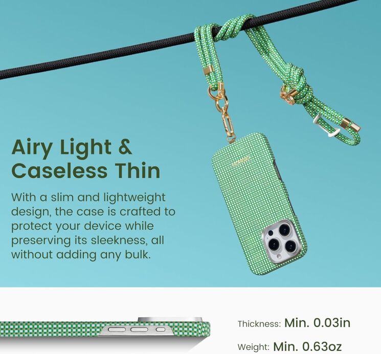 Защитный чехол Pitaka Ultra-Slim Case для Apple iPhone 16 Pro KI1601PFOR - Forest Green: фото 5 из 9