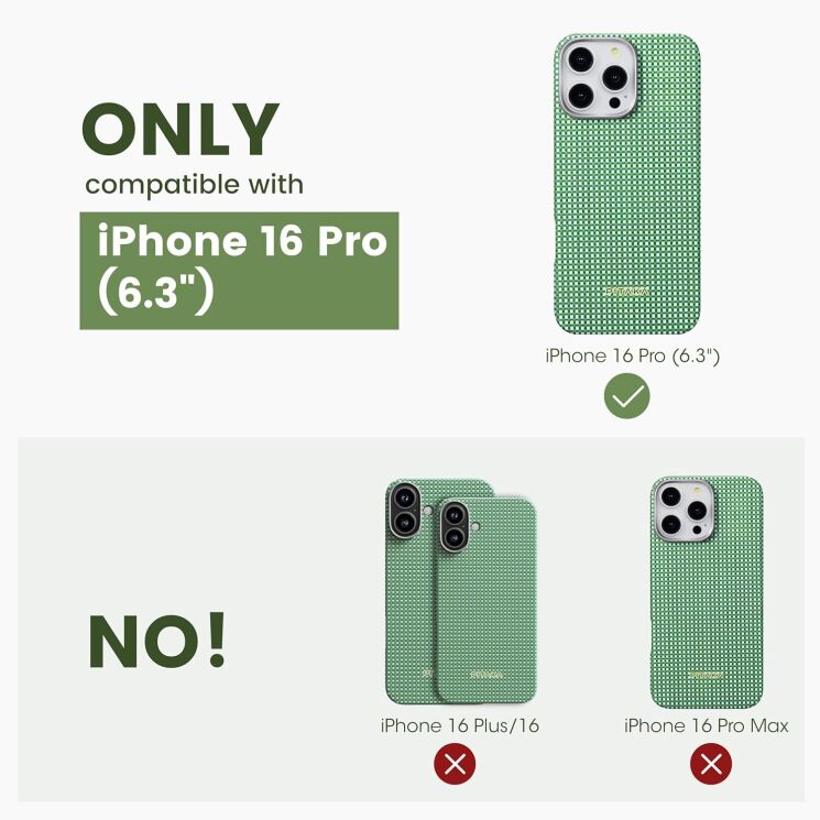 Защитный чехол Pitaka Ultra-Slim Case для Apple iPhone 16 Pro KI1601PFOR - Forest Green: фото 7 из 9